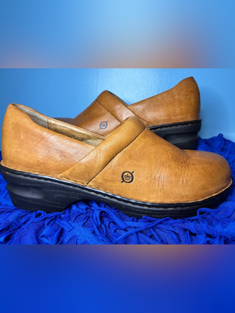 Born Cognac Leather Slip-On Mule Clogs